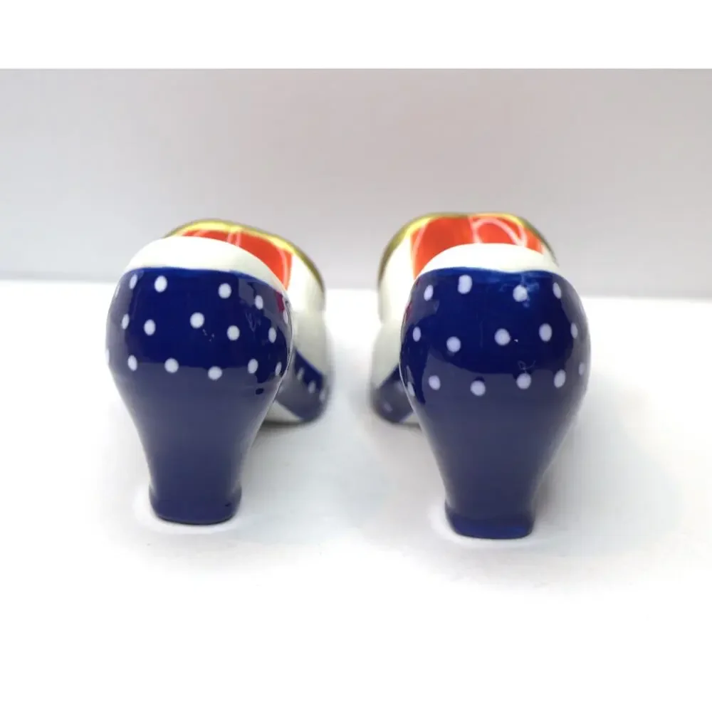 I Love Lucy Ceramic High Heel Salt & Pepper Shakers – Blue Polka Dots, Red Heart
